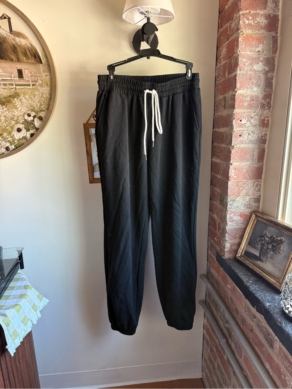 Womens Black Drawstring Jogger Pants